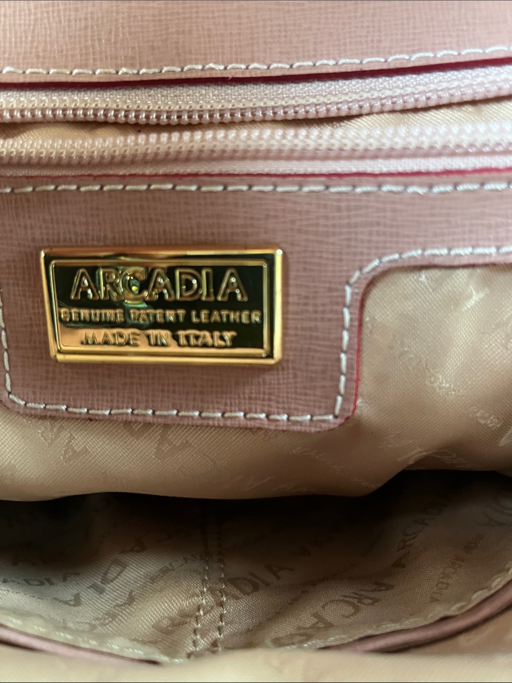 Arcadia Black and Taupe Two-Tone Patent Shoulder Bag with Gold Clasp - Picture 2 of 7